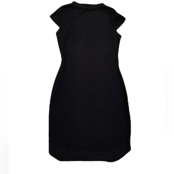 💜 PrettyLittleThing Black Ribbed Bodycon Mini Dress, Size US 4 - Picture 1 of 7